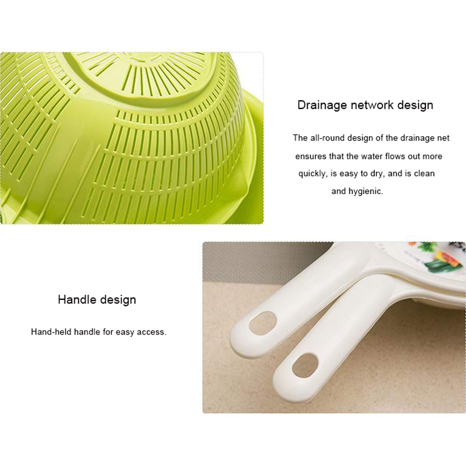 Colador Colador de plástico con asa de cocina Cesta de drenaje vegetal de doble capa 2pcs Conjunto de pasta de ensalada mezclada Frutas de lavado de pastas Cesta de almacenamiento de veggie Coladores