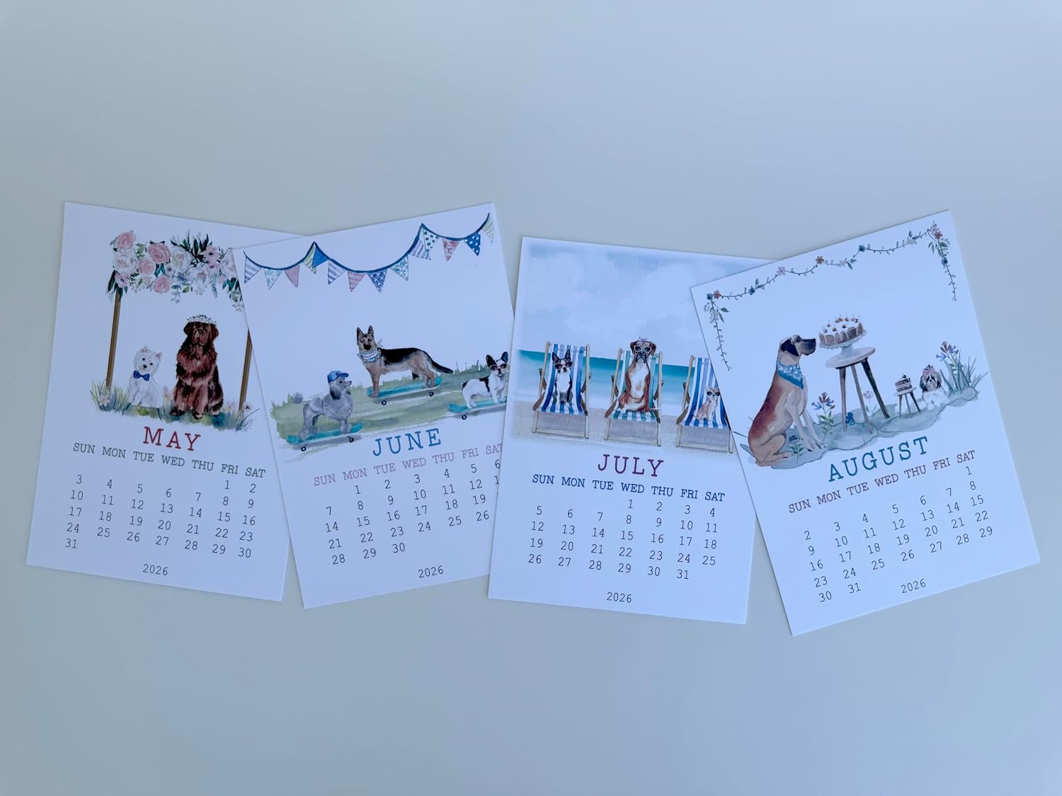 2026 Funny Dog Desk Calendar, Dog Theme, Watercolor Illustration, Small Standing Calendar for Office, Home, or Gift, Easel NOT Included