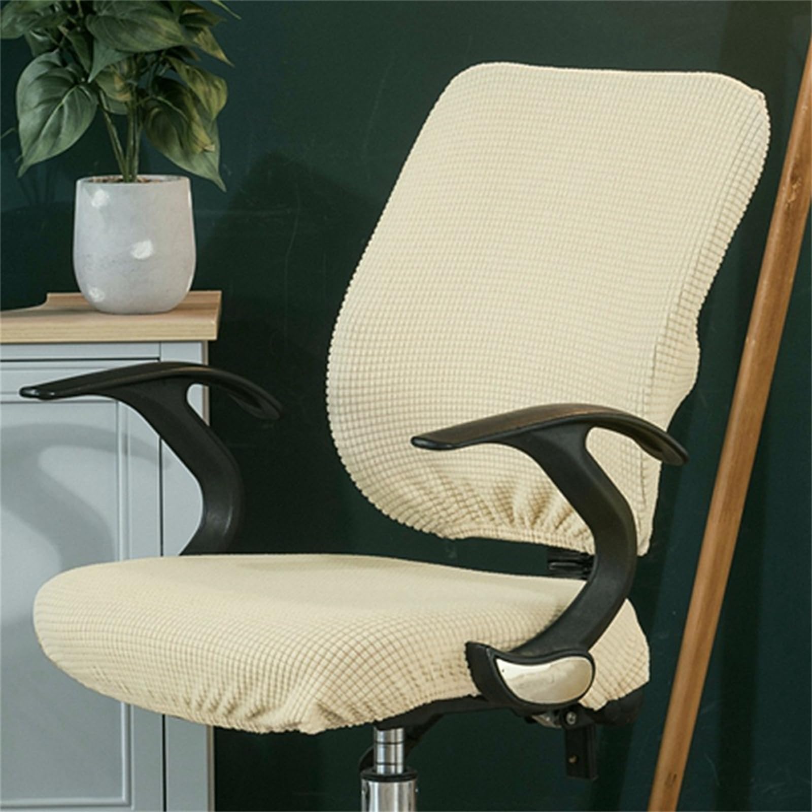 Morbuy Fundas para Sillas de Oficina Elástica, Fundas Elásticas para Asientos de Sillas de Oficina Fundas Sillas Split Estirable Ajustables para Silla de Ordenador Reposabrazos (Beige)