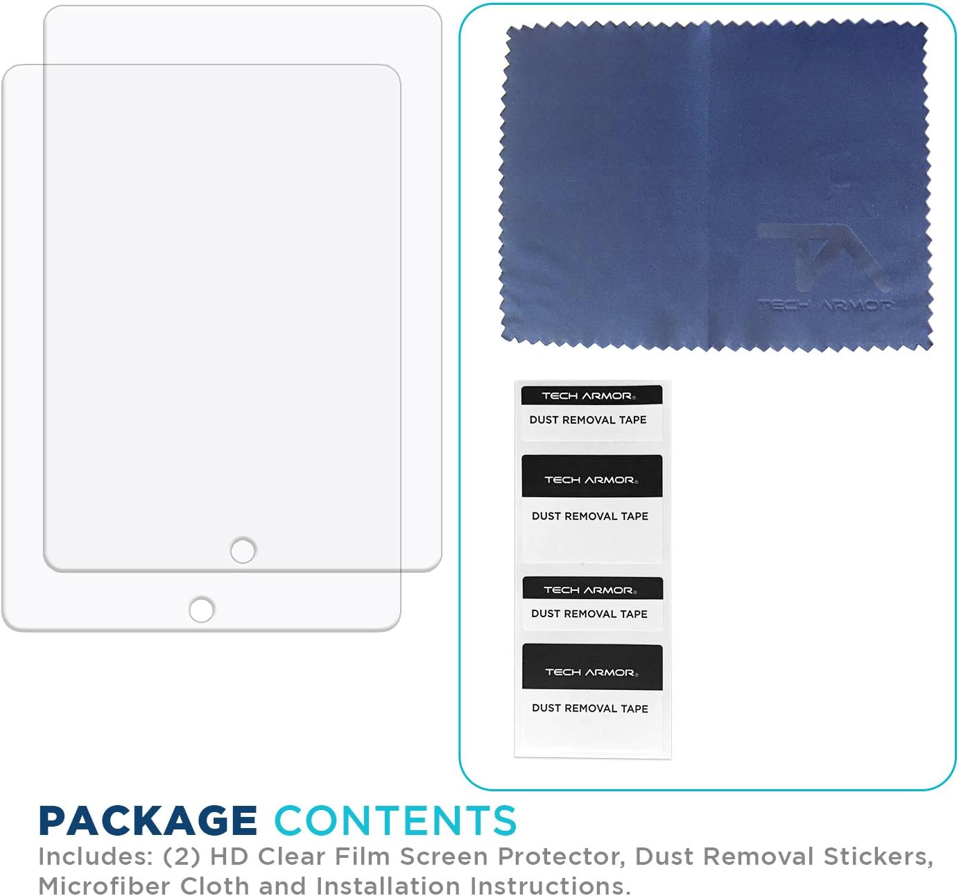 Tech Armor Apple iPad 4, 3 & 2 [NOT FOR NEW IPAD AIR] High Defintion (HD) Clear Screen Protectors -- Maximum Clarity and Touchscreen Accuracy [2-Pack]