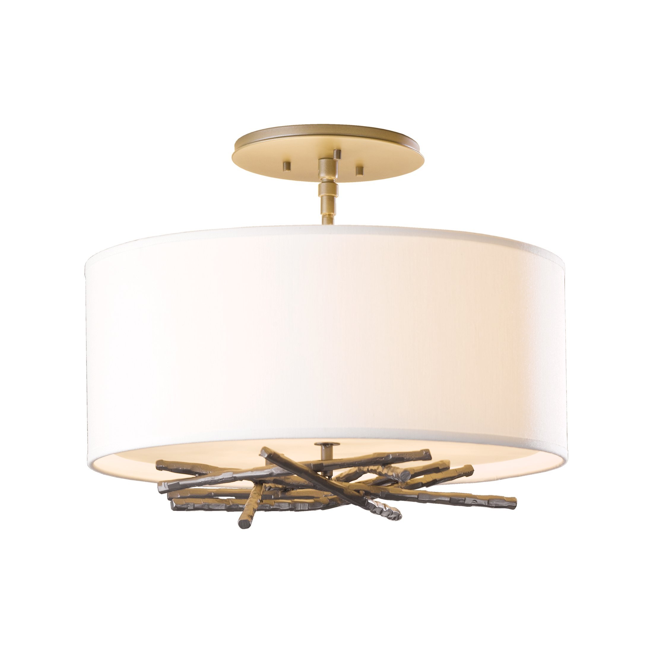 Hubbardton Forge 127660-08-771 Brindille Semi-Flush Pendant, Eclipse Shade, Burnished Steel Finish