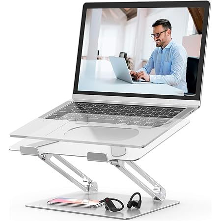 Laptop Stand,Youbester Adjustable Multi-Angle Stand with Heat-Vent to Elevate Laptop, Aluminum Ergonomic Portable Computer Notebook Stand Compatible for MacBook,Dell,HP More 10-17" Laptops (Silver)