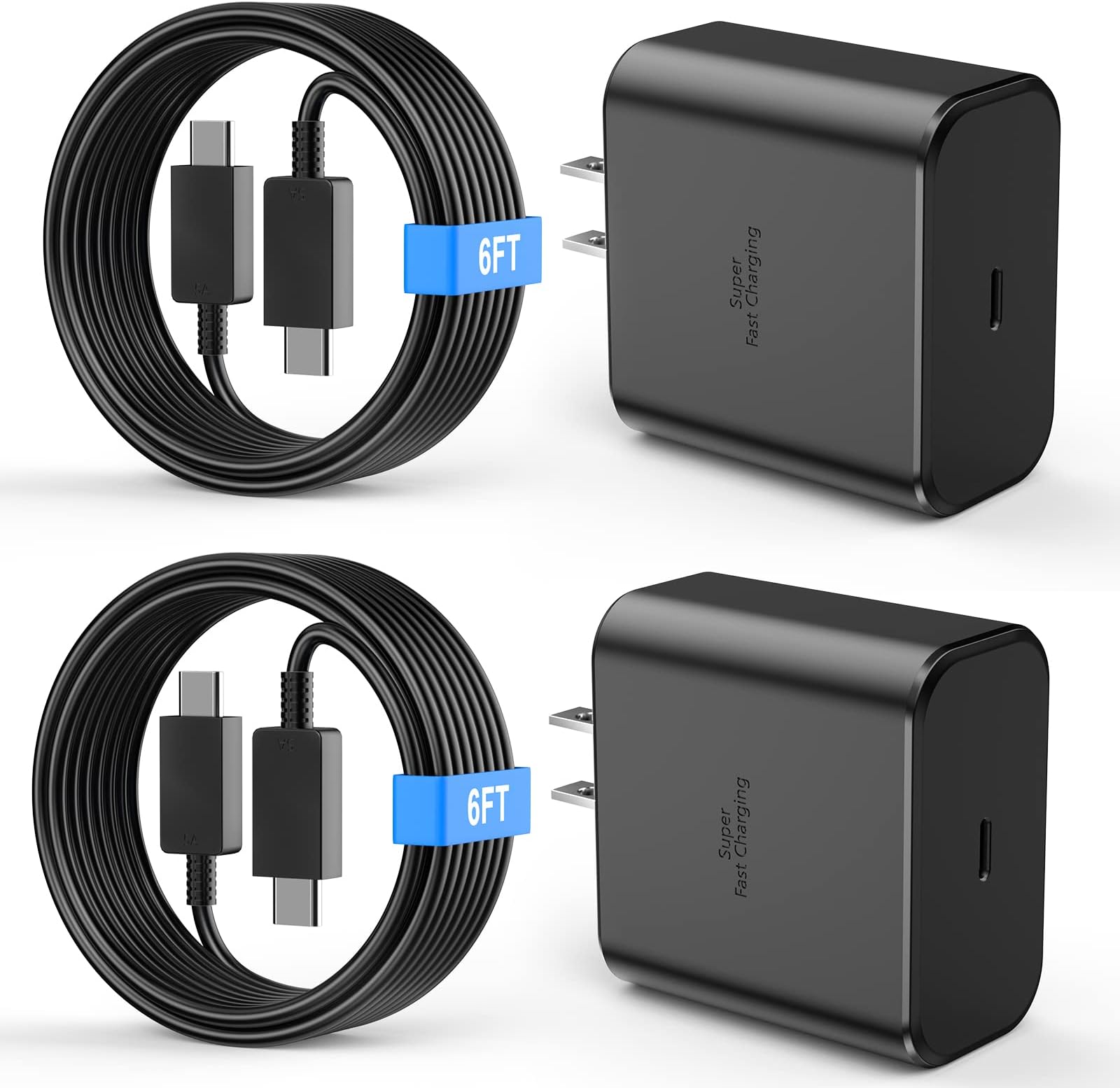 45W Super Fast Charger Type C, 2 Pack 45W USB-C Charger Fast Charging Block with 6FT Type C Charger Cable for Samsung Galaxy S23 Ultra/S23/S23+/S22/S22 Ultra/S22+/S21/S20/Note 20/Note 10/Z Fold 3