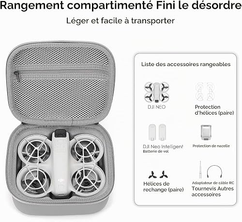 Dokeno Sac de Transport pour DJI Neo, étui de Transport sécurisé pour DJI Neo, Mallette étanche pour Drone DJI Neo, pour Drone DJI Neo et Accessoires de Batterie intelligents, Étui de Transport - 4