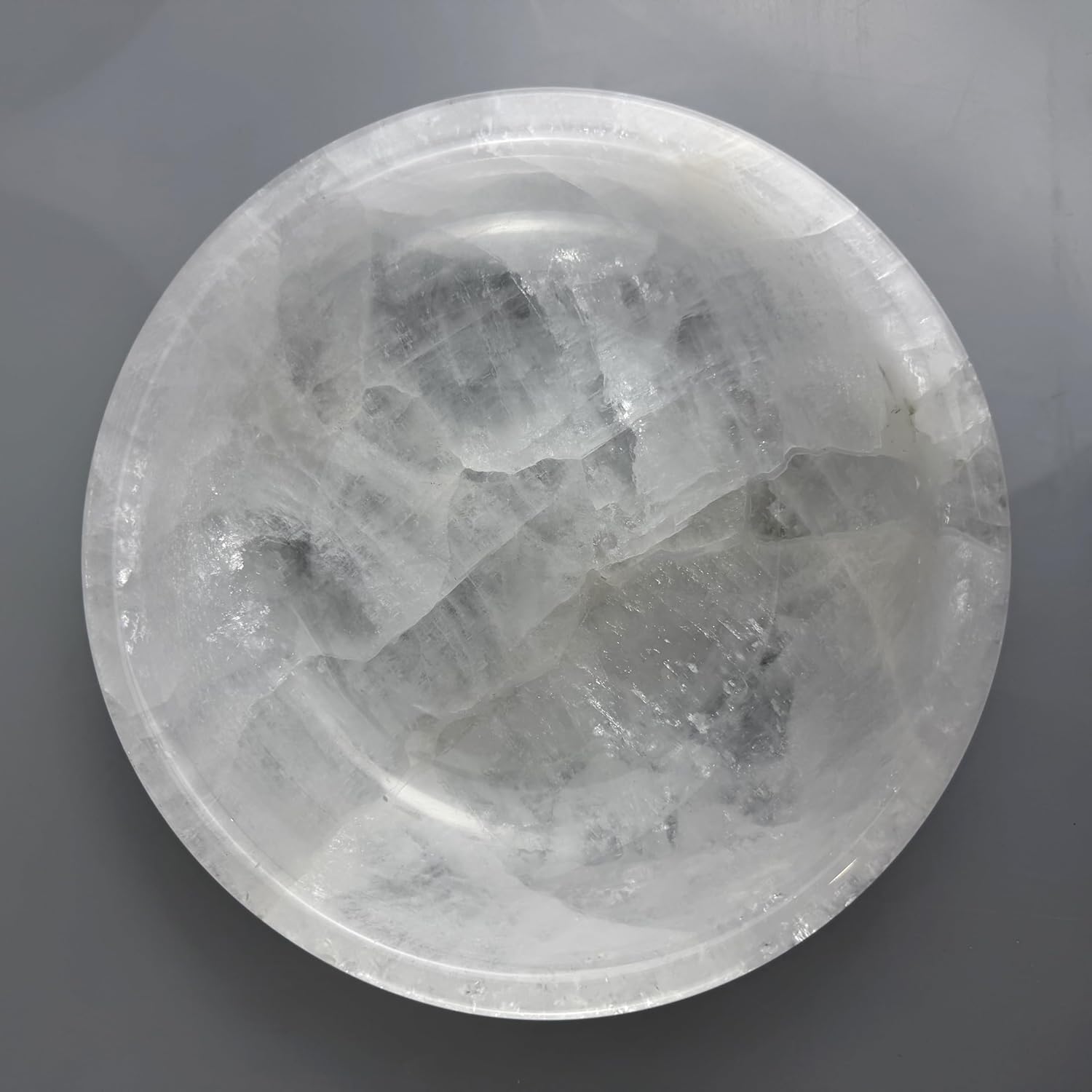 Calcite Stone Bowl, D20 Natural Crystal Bowl for Decor - Hand Carved Decorative Bowl for Centerpiece, Coffee Table, Yoga Meditation, Gift Idea (Pure White​)