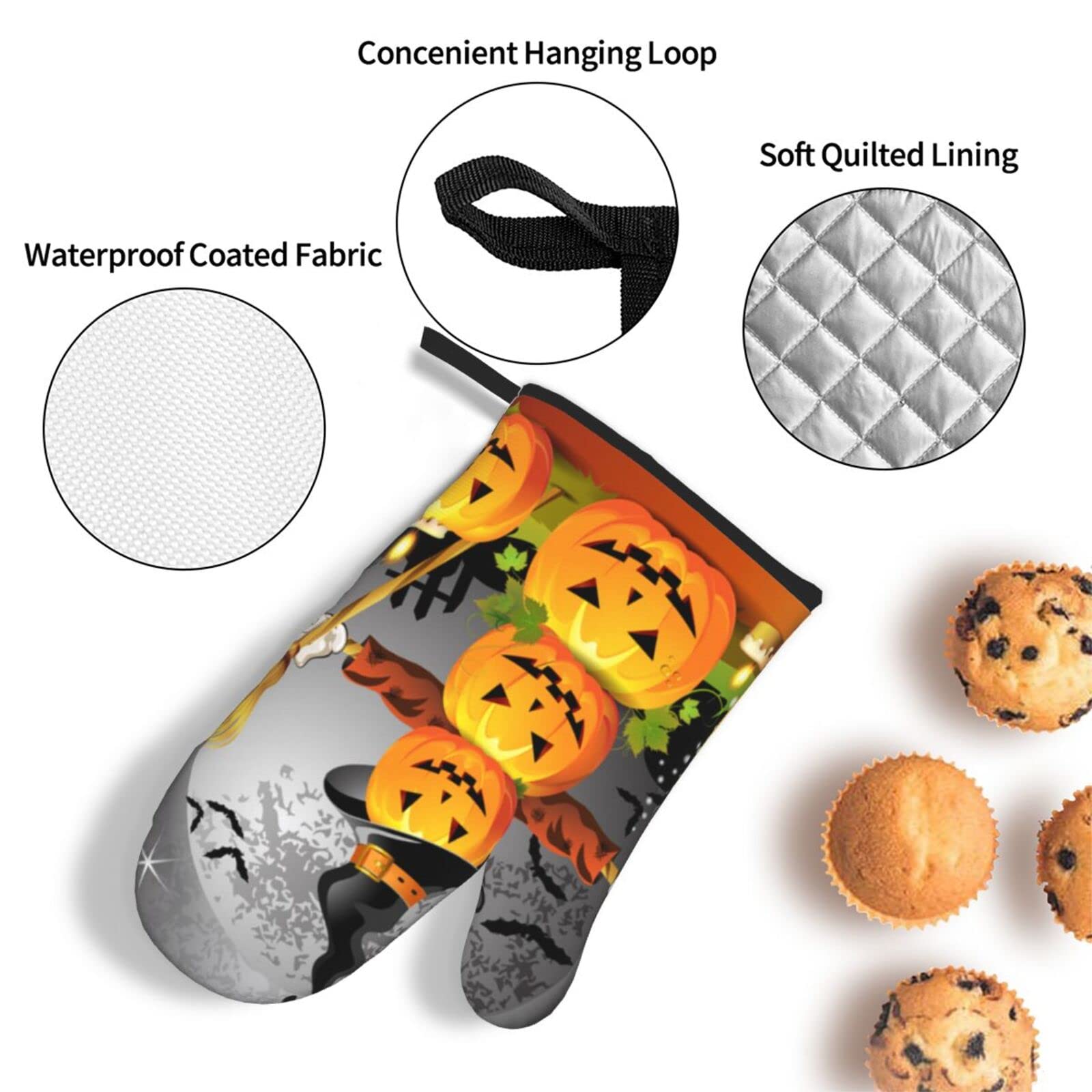 Set Guanti Da Forno E Presina A Forma Di Zucca Vikeiac - Resistenti Al Calore Fino A 180°C, Impermeabili, Con Gancio Per Appendere
