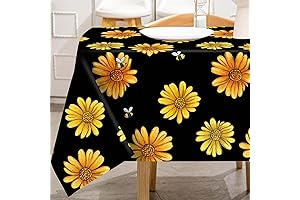 AnyDesign Summer Sunflower Bee Tablecloth