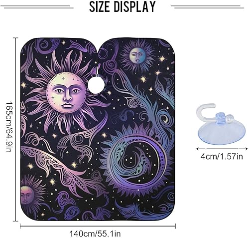 Miniatura 3 de Sun and Moon on Starry Night Barber Babero Capas de champú para salones de belleza, impermeable, 64.9 x 55.1 pulgadas, delantal para corte de pelo