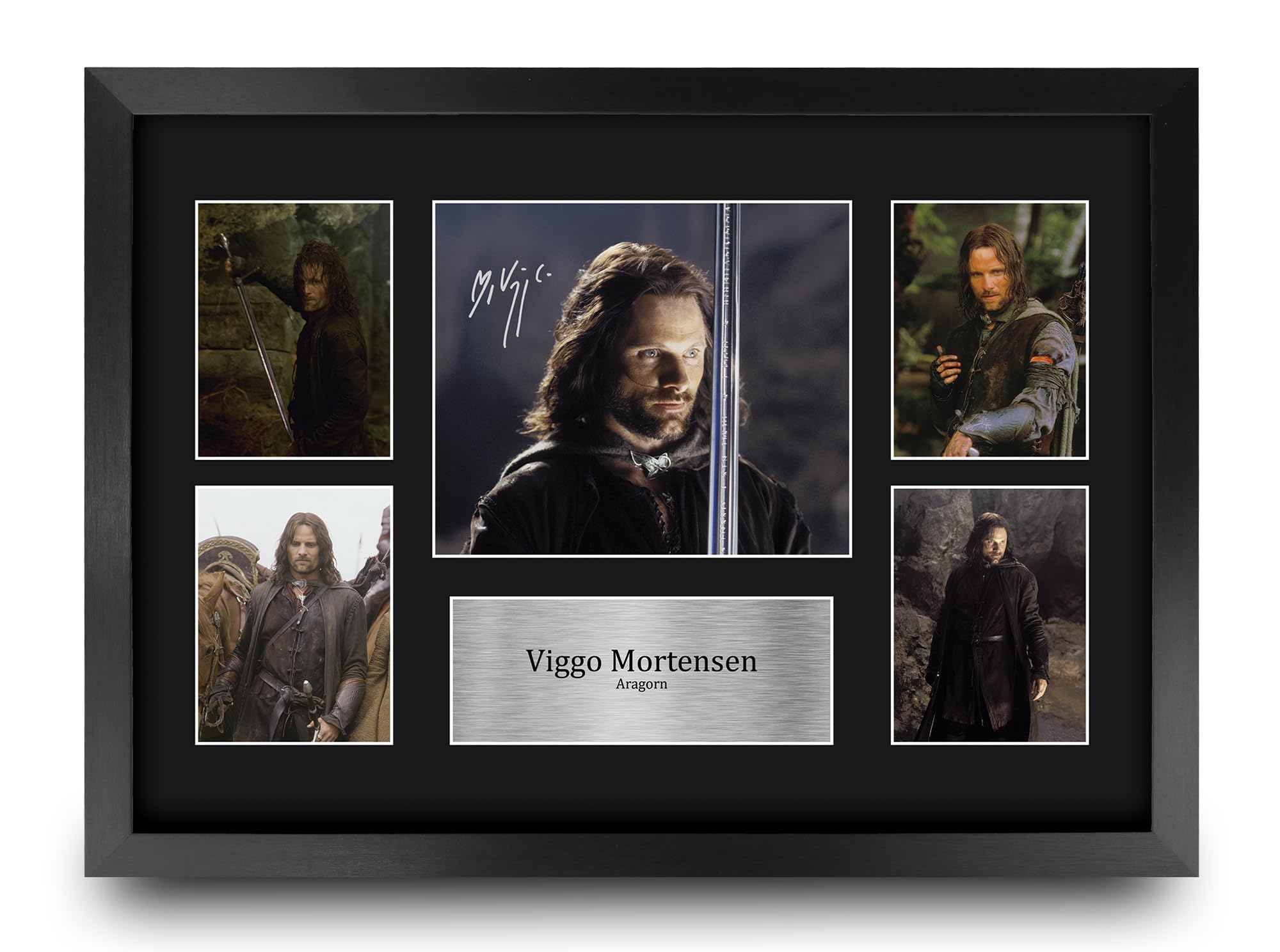 HWC Trading Viggo Mortensen The Lord of the Rings Gifts Printed Signed Autograph Picture Display for Movie Memorabilia Fans - A3 Framed
