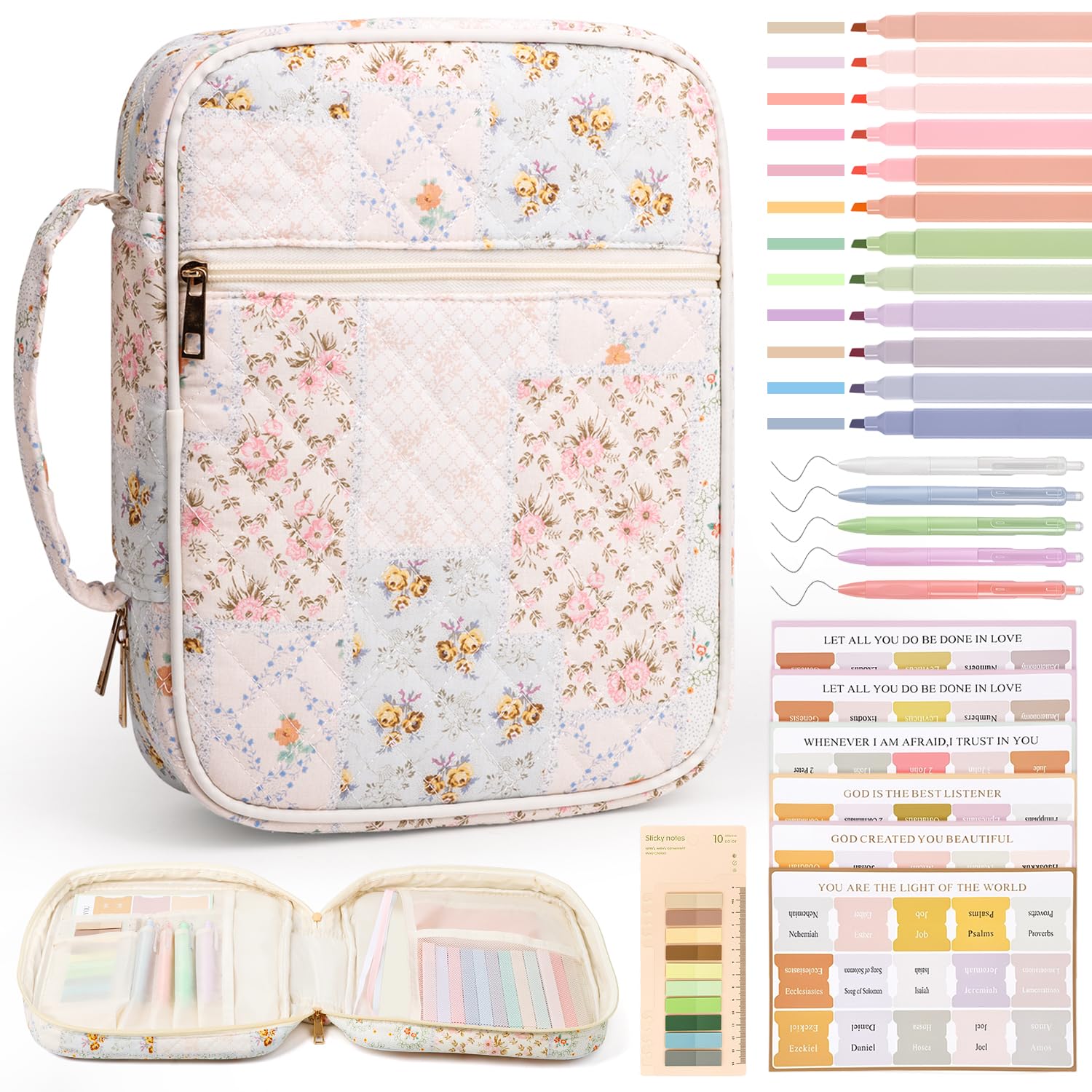 Bible Cover Case for Women Bible Bag w/Handles Bible Study Supplies