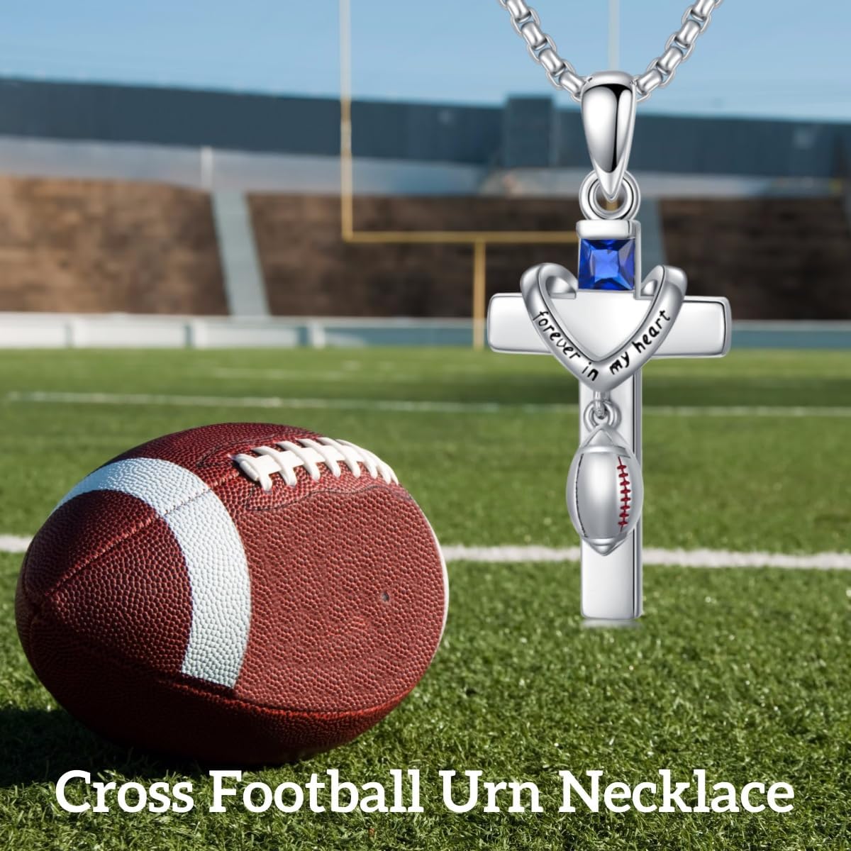 Sports Urn Necklaces for Ashes 925 Sterling Silver Cross Cremation Necklace Basketball/Football/Baseball Cross Urn Jewelry with Funnel Filler Kit Ashes Necklace for Women Men