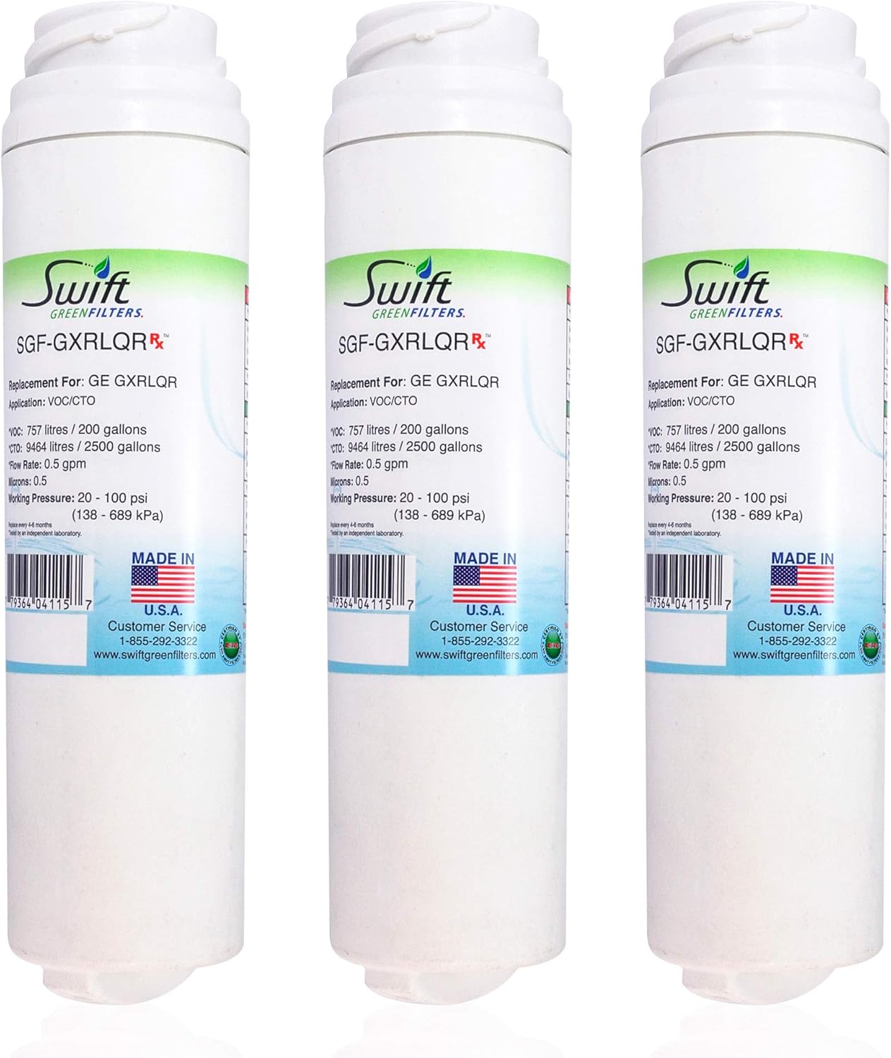 Swift Green Filters SGF-GXRLQR Compatible Commercial Water Filter for GE GXRLQR , Made in USA(3 Pack)