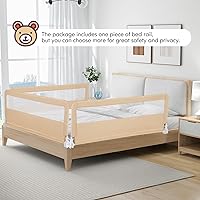 Vista 9 de BABY JOY Rieles de cama para niños pequeños, 59 pulgadas, extra largo, protector de cama abatible con correa de seguridad, barandilla plegable