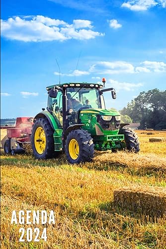 Agenda 2024: Tracteur - Semainier et Mensuel de Janvier à Décembre 2024 | 12 Mois | Idéal pour Les Étudiants, Professionnels et Particuliers | Calendrier, Liste de Contacts, Notes