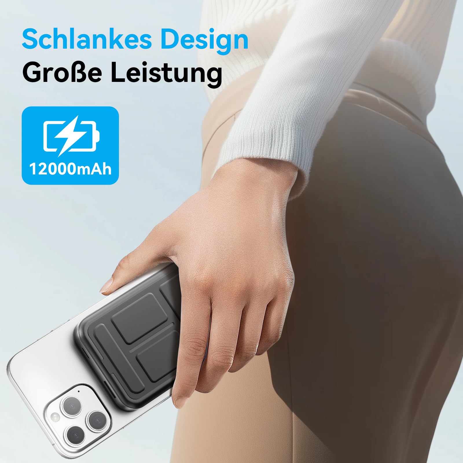 Powerbank für Magsafe, Magnetische Power Bank, PD 22.5W Schnellladung Kabellose Powerbank mit USB-C-Eingänge＆Ausgang und LED-Display für iPhone 16/15/14/13/12/Pro/Pro Max Serie.
