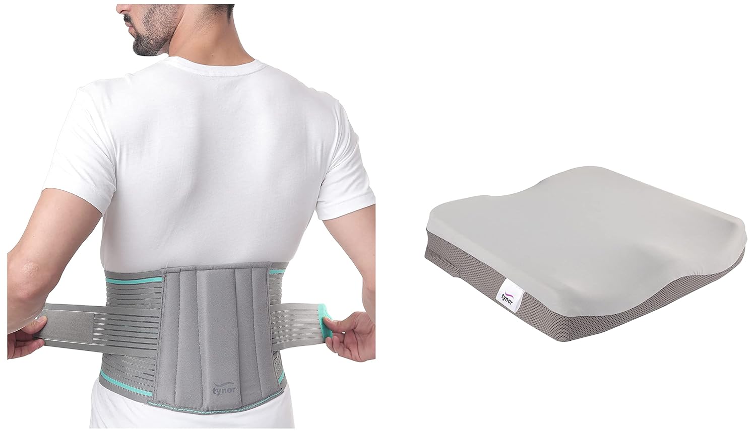 TYNOR Coccyx Cushion Seat, Grey, Universal Size, 1 Unit & tynor Lumbo