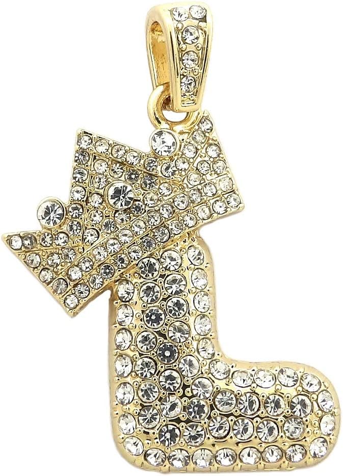 Fashion 21 Stone Filled Crown Tilted Bubble Initial Letter Pendant 24 inches Box Chain Necklace in Gold, Silver Tone