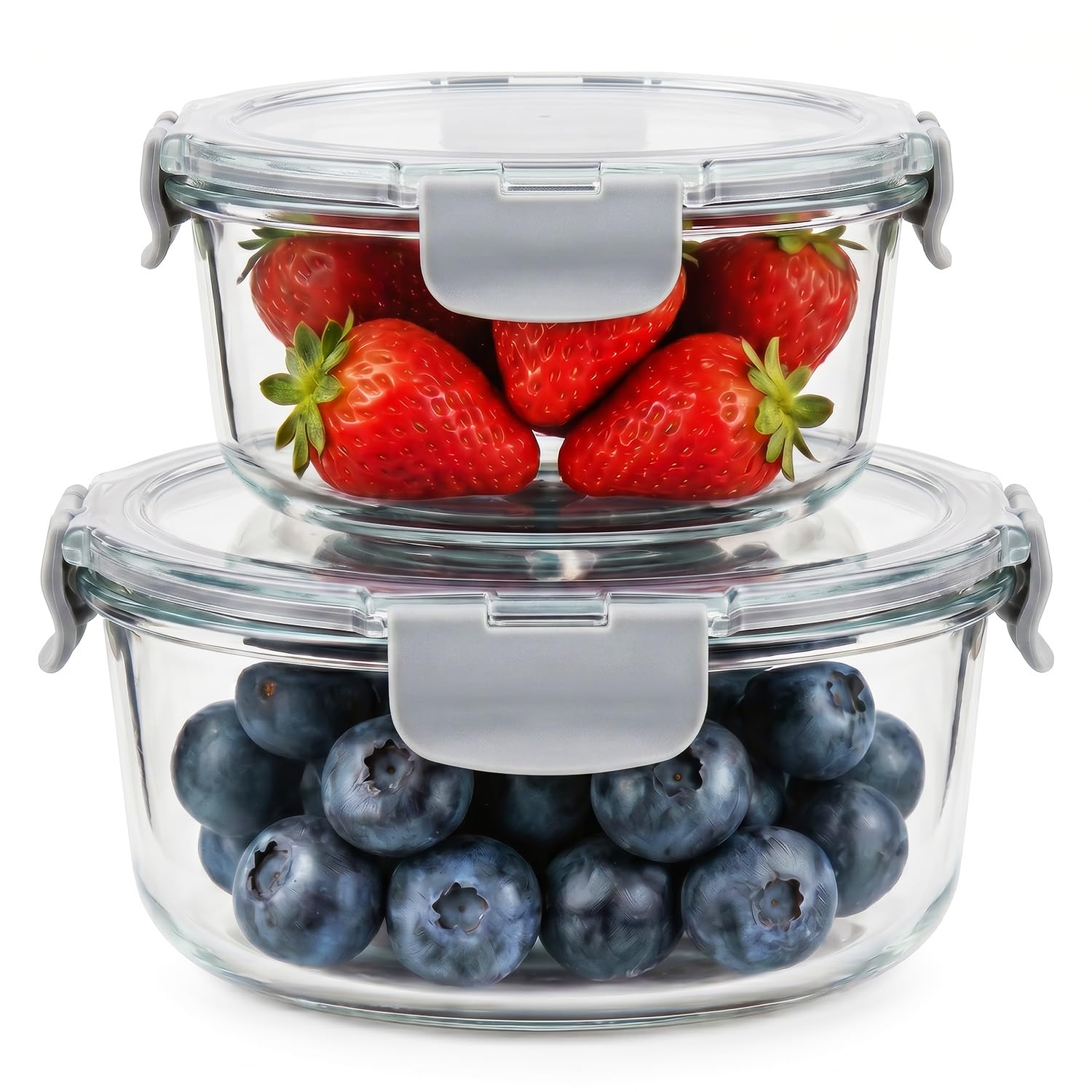 OFFASST Glasbehälter mit Deckel, 2-teilig Meal Prep Boxen & Frischhaltedosen (400ml & 970ml) aus Borosilikatglas, BPA-frei & luftdicht für Mikrowelle & Spülmaschine I Food Storage Container