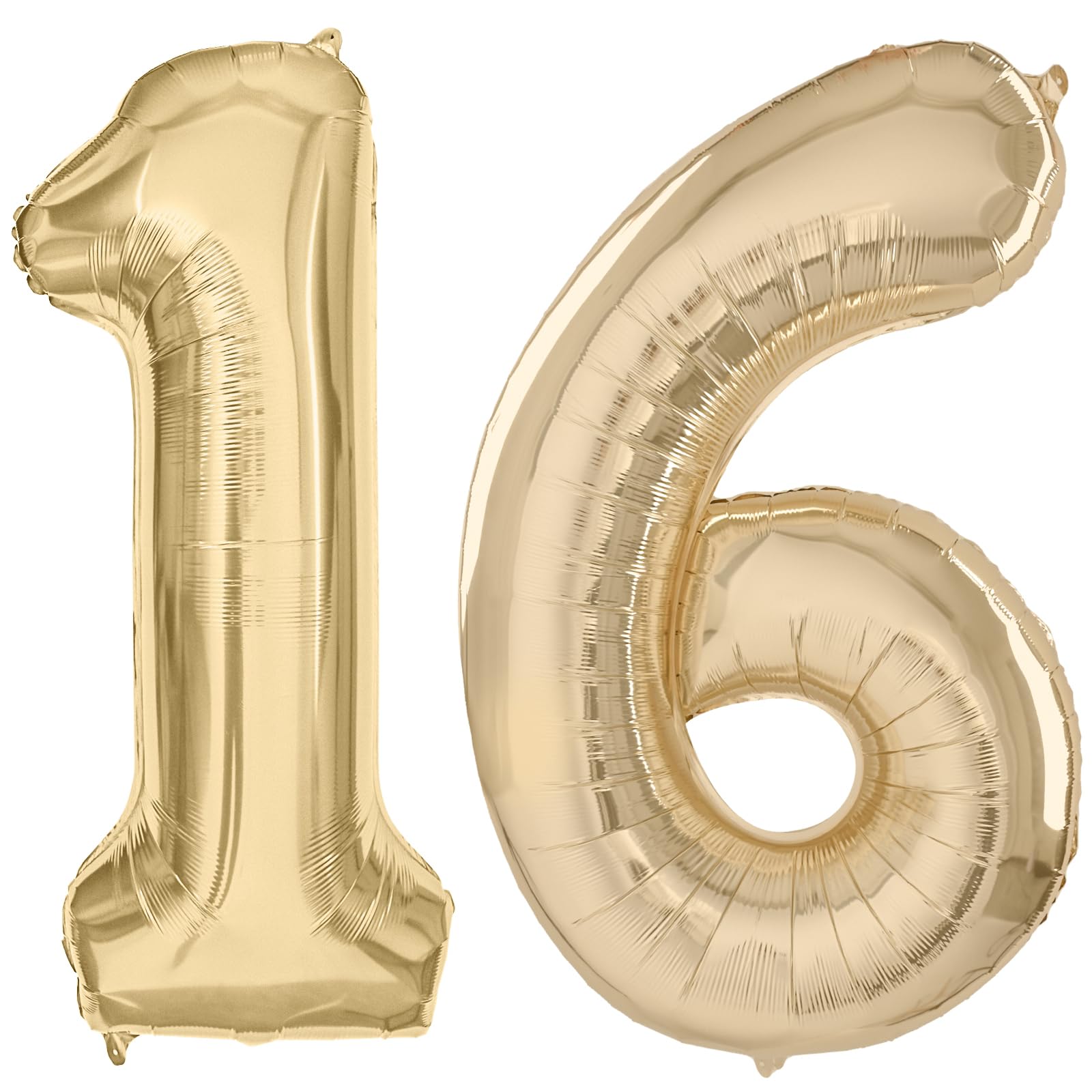 Light Gold Number 16 Balloons 40 Inch Large Aluminum Foil Party Balloons