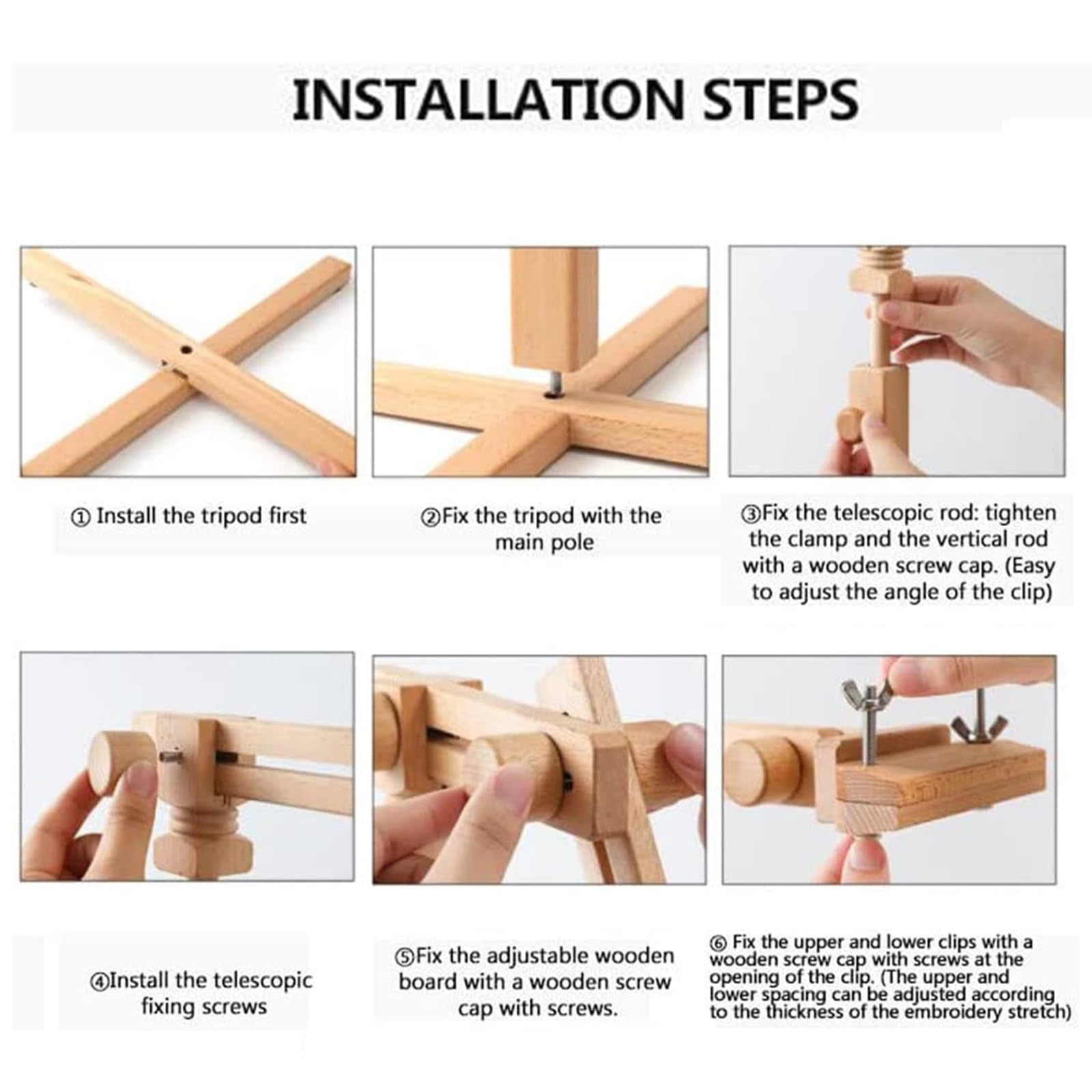 Este Soporte de Bordado Ajustable para Punto de Cruz con rotación de 360° - Bastidor de Madera para Bordado de Suelo para Manualidades y Costura