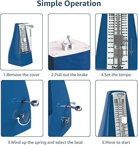 Miniatura 25 de Metrónomo mecánico de madera granulada sonido fuerte/alta precisión/no necesita baterías/para piano/guitarra/violín/tambor y otros instrumentos