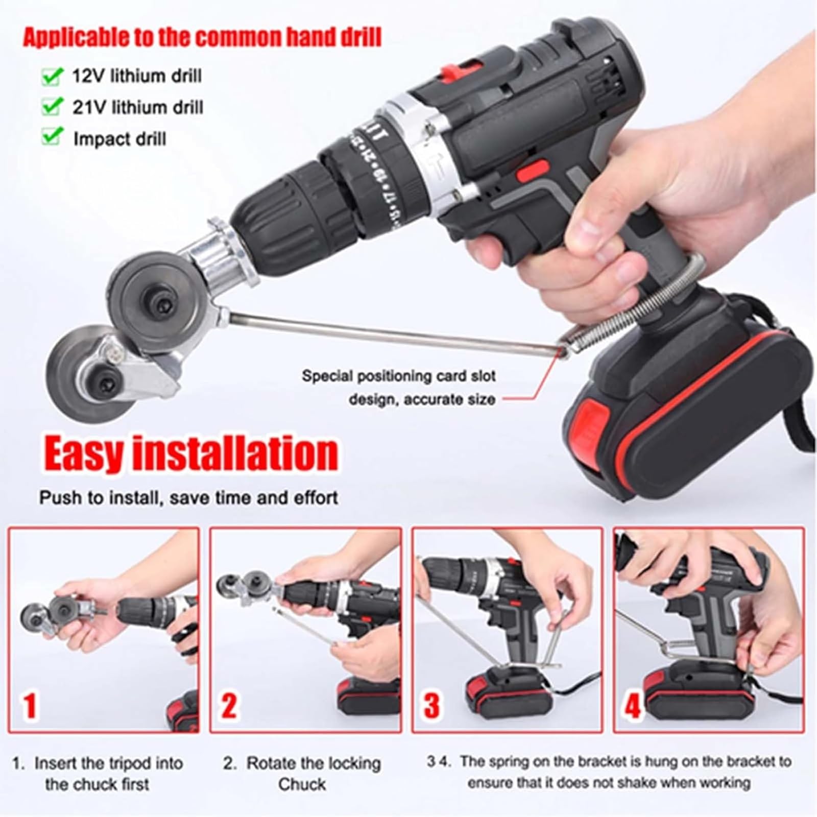 Drillcutpro - Adaptateur de coupe de métal Drill Cut Pro, nouveau coupe-plaque de forage électrique 2024, coupe-plaque de forage électrique coupe-tôle, pour couper le fer, la tôle blanche, l'acier, le