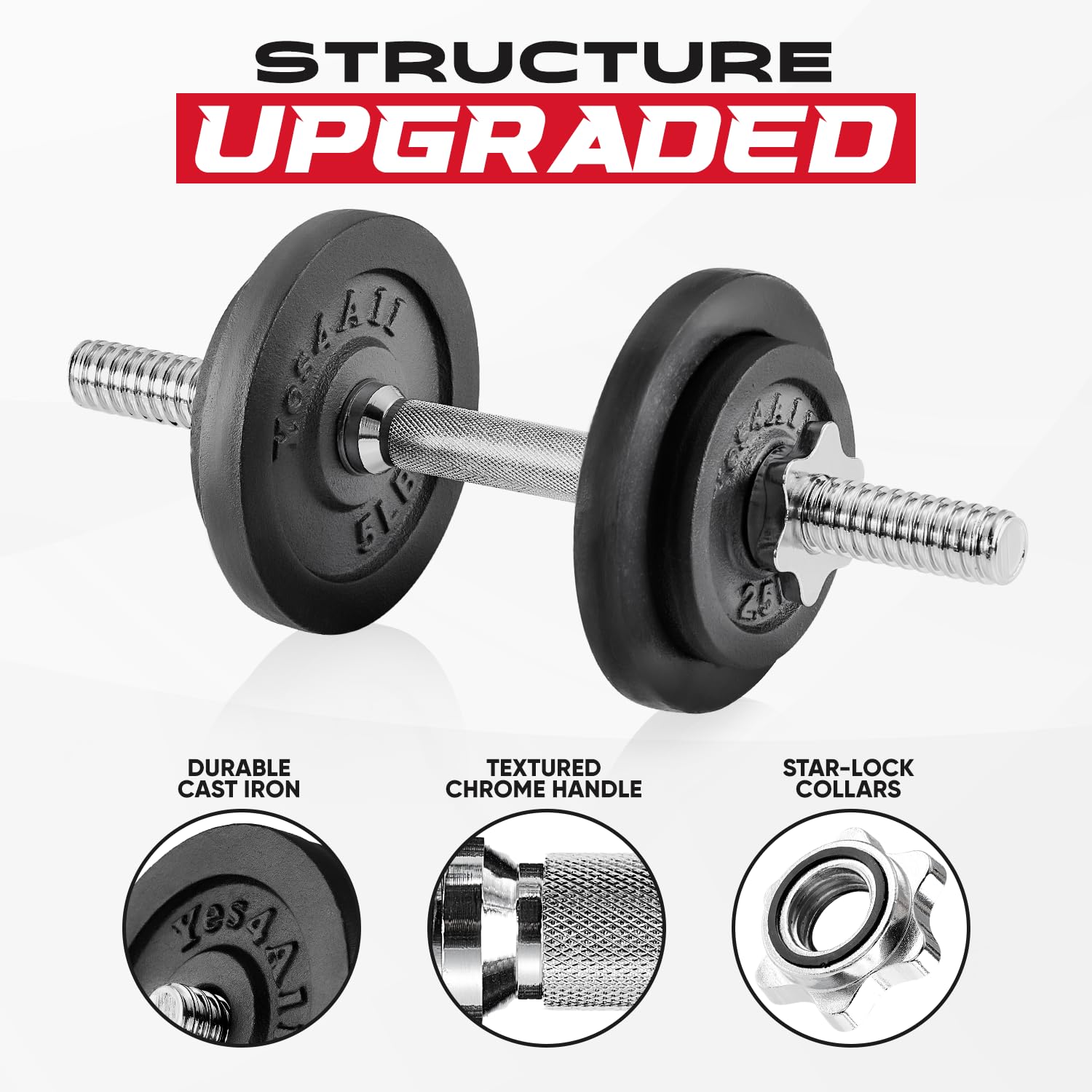 Adjustable Dumbbell Set with Weight Plates/Connector - Exercise & Workout Equipment - Size Options 40lbs to 200lbs