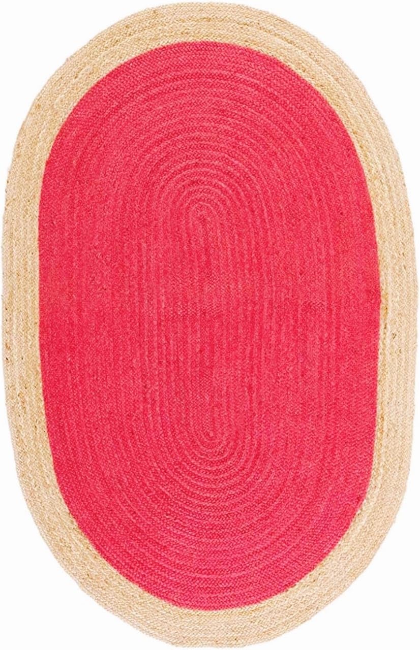 Tapis indien en jute naturelle tressé, fait à la main, de qualité supérieure, pour chambre à coucher, entrée, salle à manger, couloir, chambre d'enfant, ovale, 120 x 180 cm