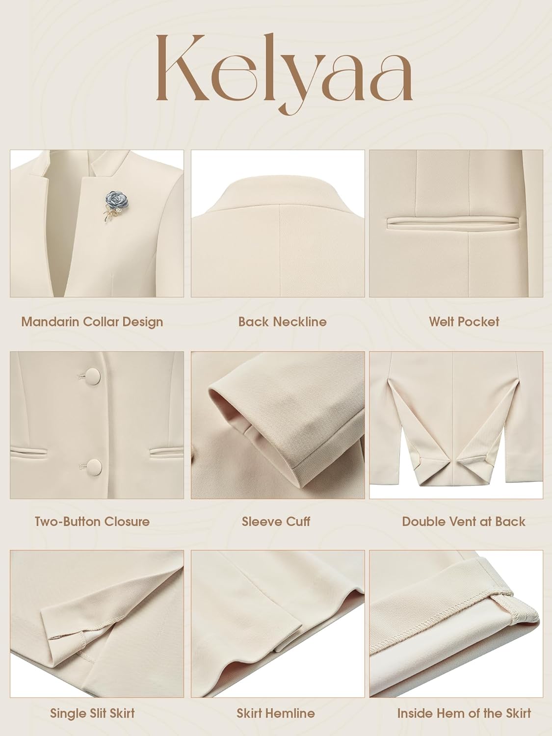 Women's 2 Piece Suit Skirt Set Business Office Work Blazer Jackets and Pencil Skirt with Slit - Image 4