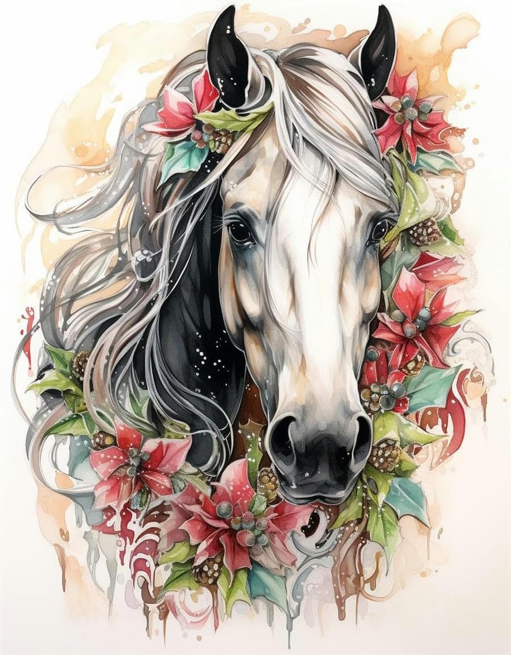 Kit Punto Croce Casa Cenina Kit Punto Croce Cavallo AxiangziK - 40x50cm, Tessuto 11CT, Con Filo E Ago, Per Adulti Kit Ricamo Punto Croce Prestampato