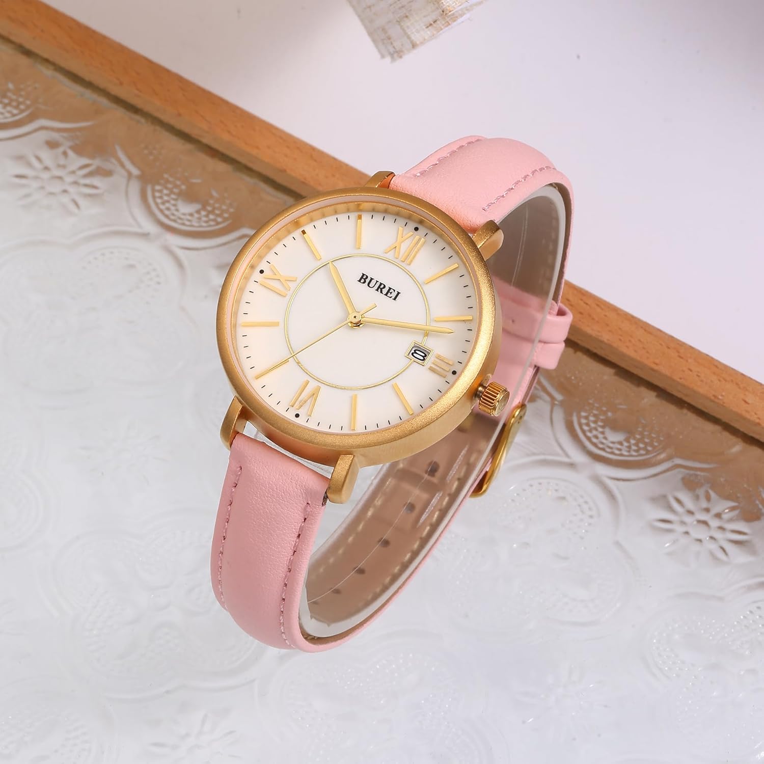 BUREI Women Wrist Watches Fashion Minimalist Analog Leather Quartz Waterproof Watches for Women - Image 2