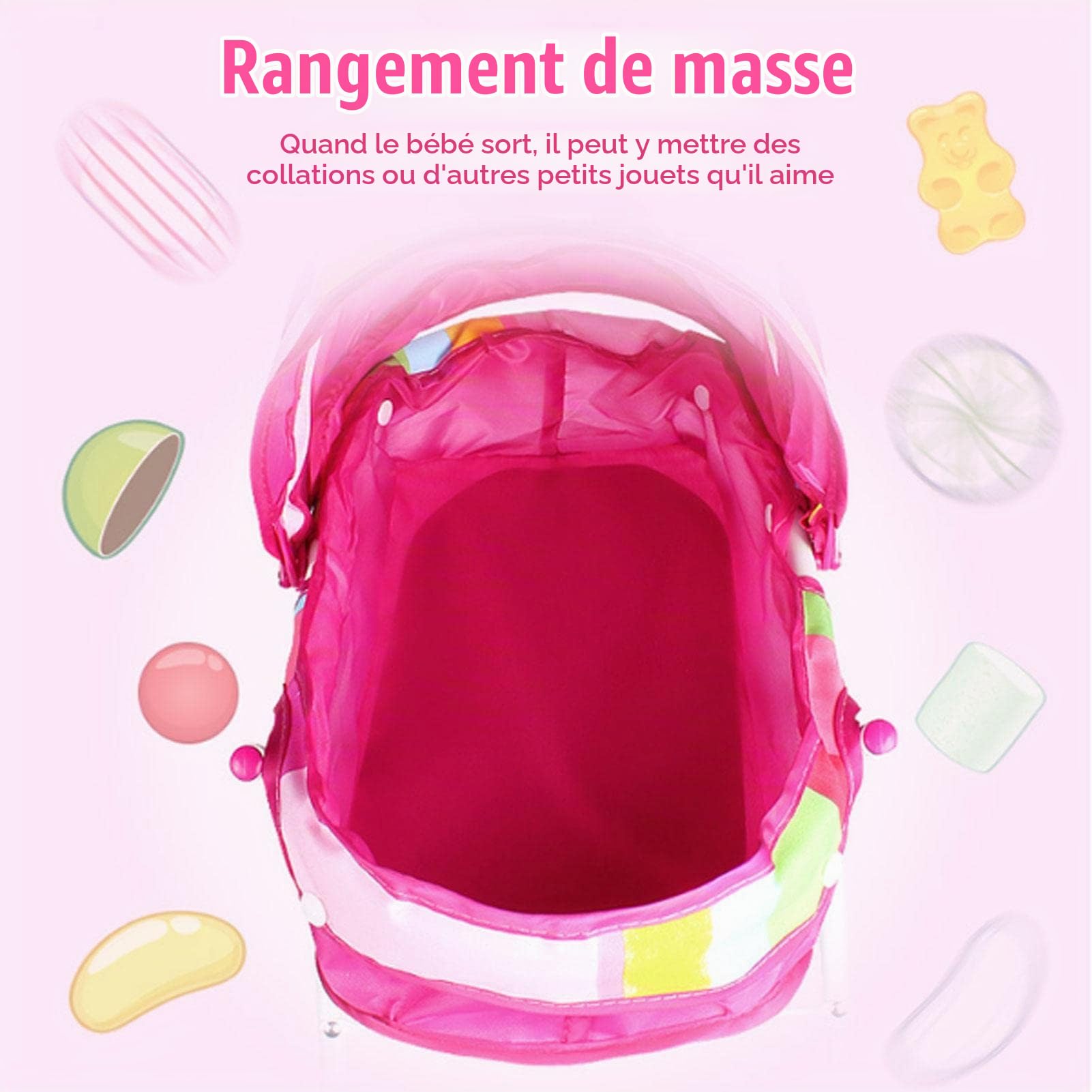 Poussette Bébé 52x25x10CM - Jeu de Rôle pour Enfant, Landau Jouet, Cadeau pour Les Enfants