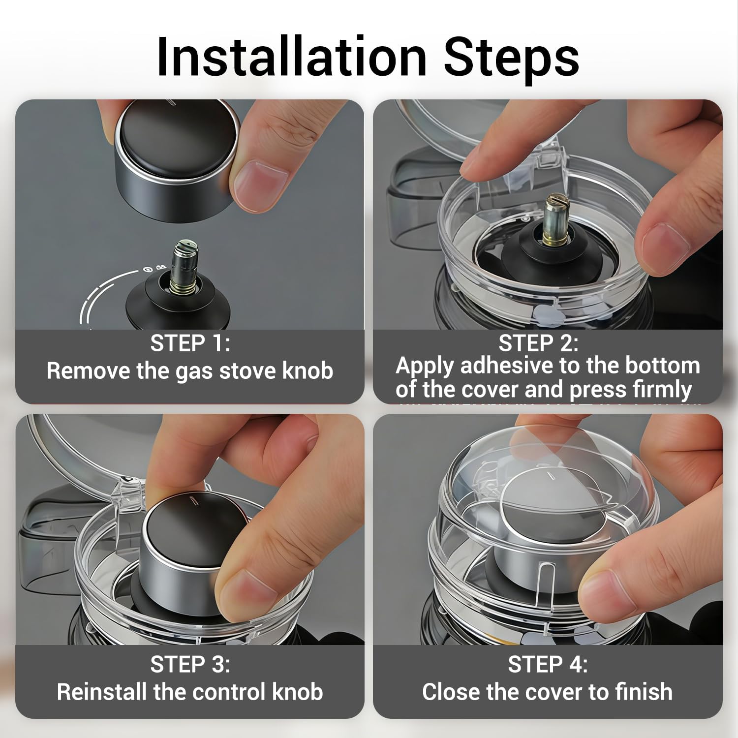 Cache-boutons de cuisinière adhésif renforcé résistants à la chaleur lot de 6 transparent