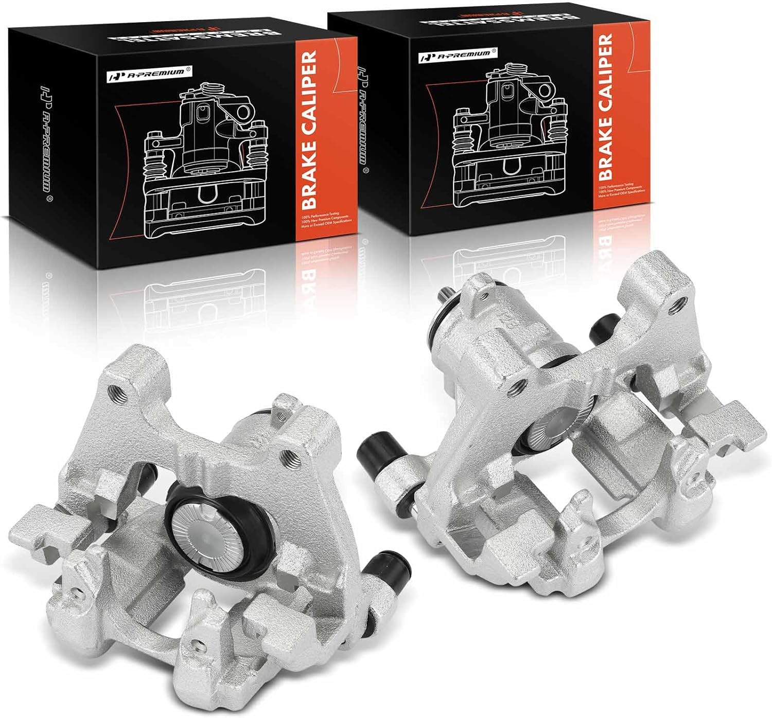 A-Premium Disc Brake Caliper Assembly with Bracket Compatible with Volkswagen Tiguan 2018-2023 2.0L - Rear Driver and Passenger Side, 2Pcs