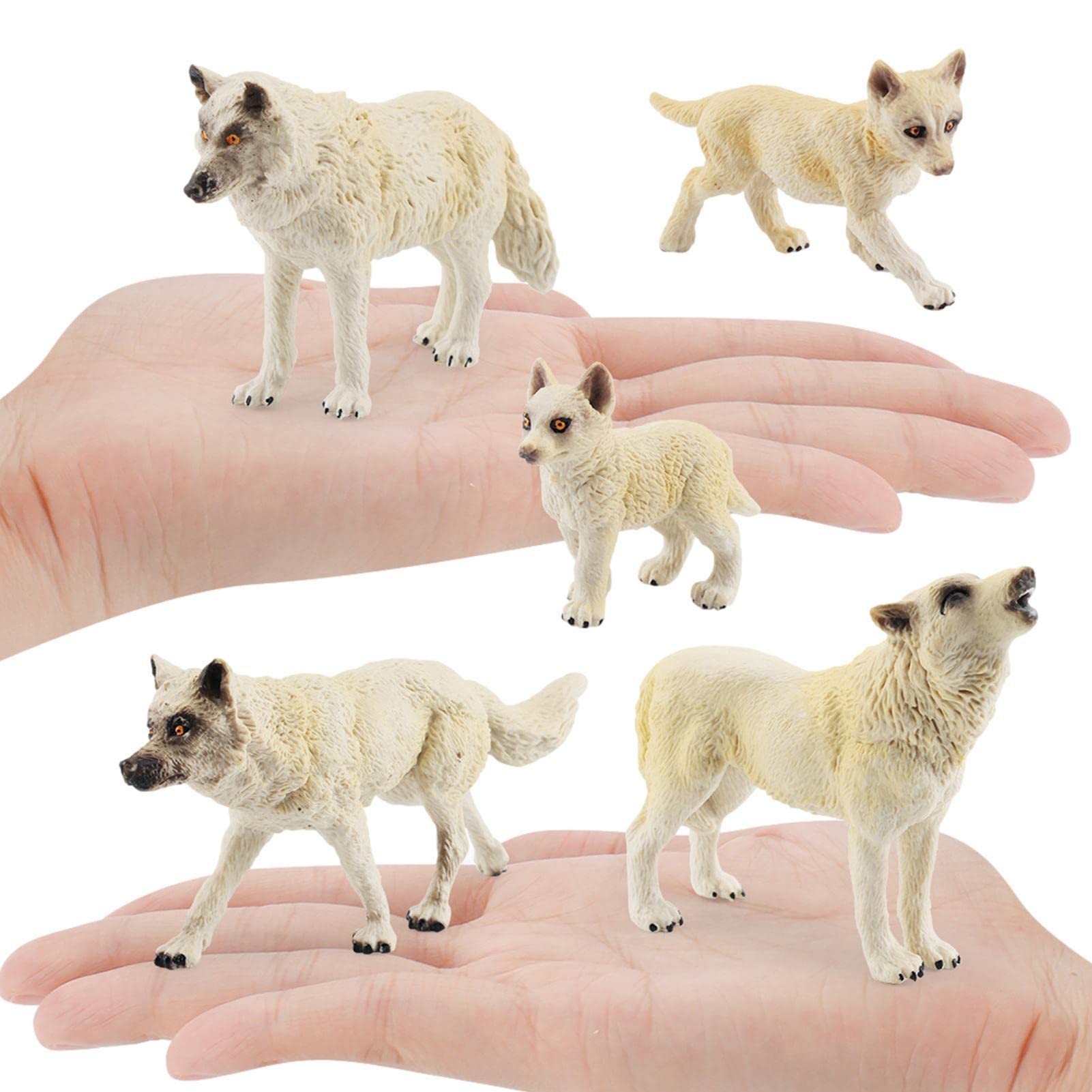Amazon.co.jp: 白いオオカミのフィギュア | 幼児用の ミニ野生動物の