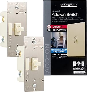 Enbrighten Almond Add-On Switch, QuickFit & SimpleWire, Z-Wave/Zigbee, Not A Stand Alone Switch, 2 Pack, 85096