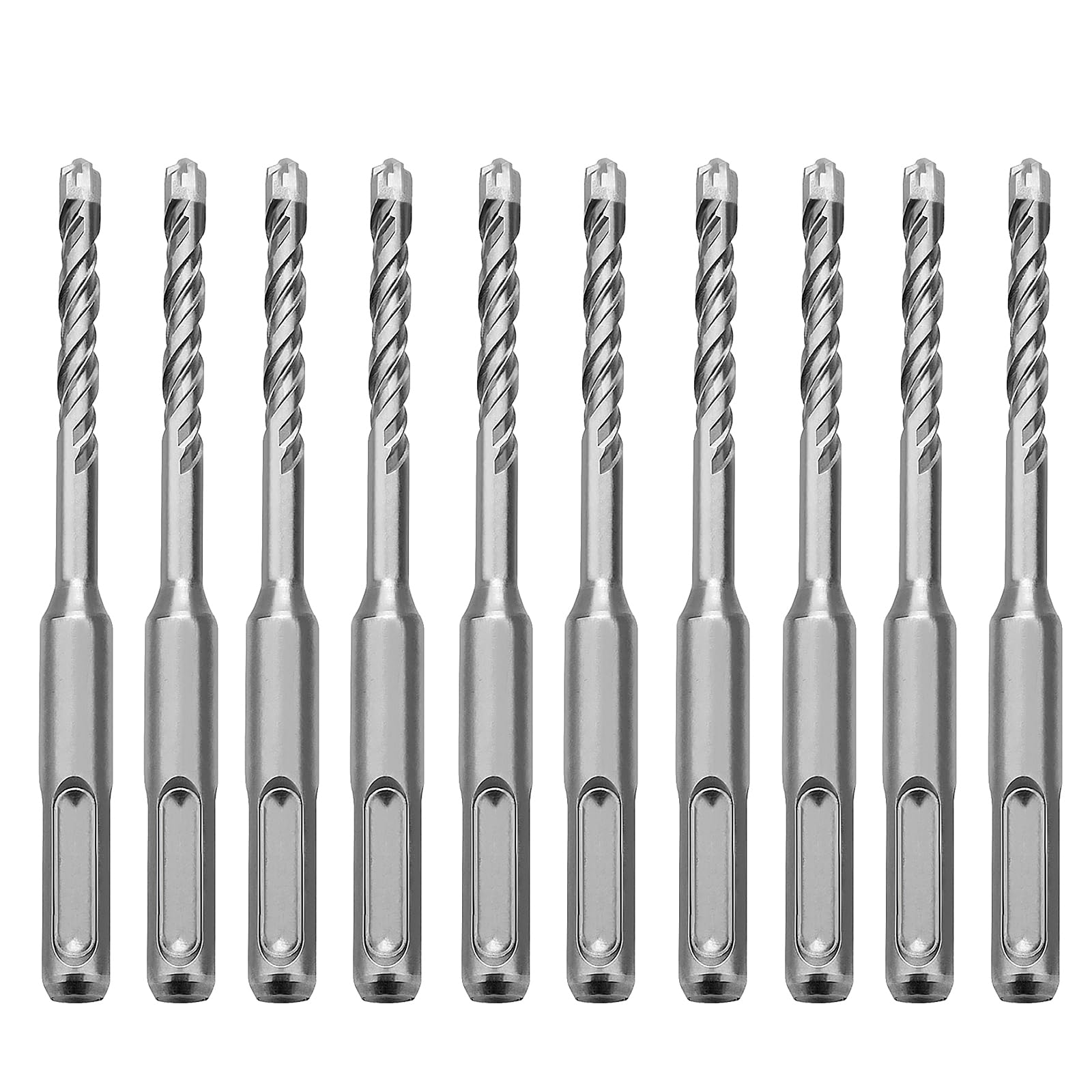 10 Pack 1/4" x 6" SDS Plus Rotary Hammer Drill Bit, Concrete Drill Bit, SDS Plus Masonry Drill Bit for Concrete, Brick, Cement (1/4" （ 6mm) Diameter,