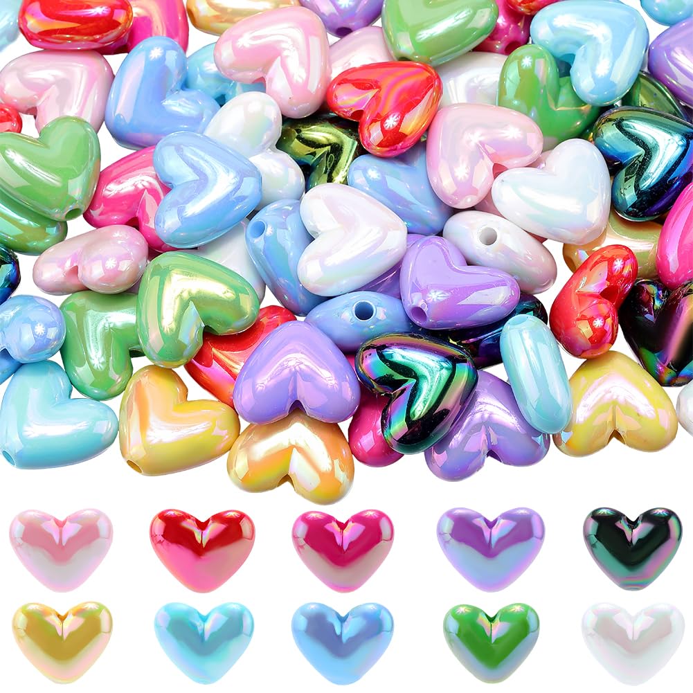 Perles cœur en acrylique brillant pour créer des bracelets uniques et accessoires