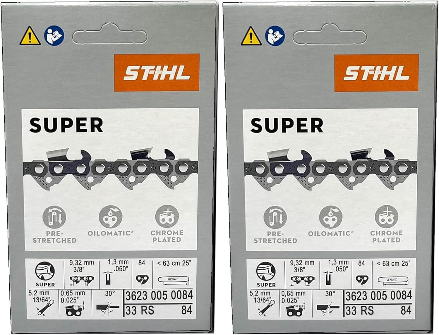 Stiihl 33RS-84 2PK, 3/8" .050 Gauge, 84 Drive Links, 25", Rapid Super, Professional Saw Chain, 3623-005-0084 Replacement for STIHL OEM