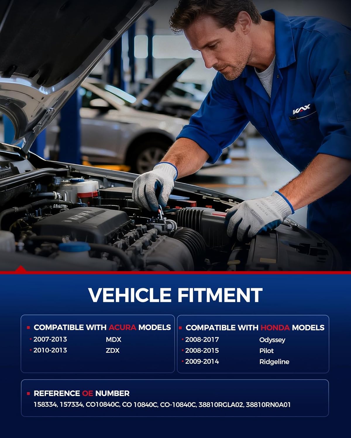 KAX 158334 AC Compressor Fits for Honda Odyssey 2008-2017, Pilot 2008-2015, Ridgeline 2009-2014, for Acura MDX 2007-2013, ZDX 2010-2013, Air Conditioning Compressor with Clutch