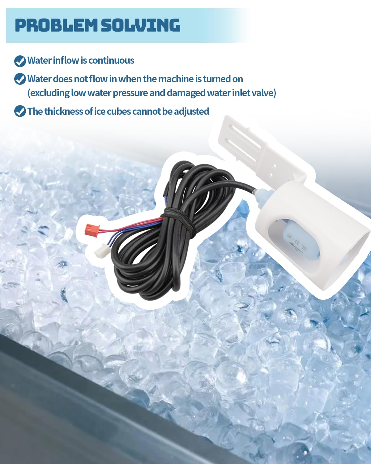 Upgrade 2 in 1 Ice Maker Water Float Switch Fit for Most Commercial Ice Machines, Fit for Vevor Cotlin Etc Ice Makers, with Temperature Sensor Built-in