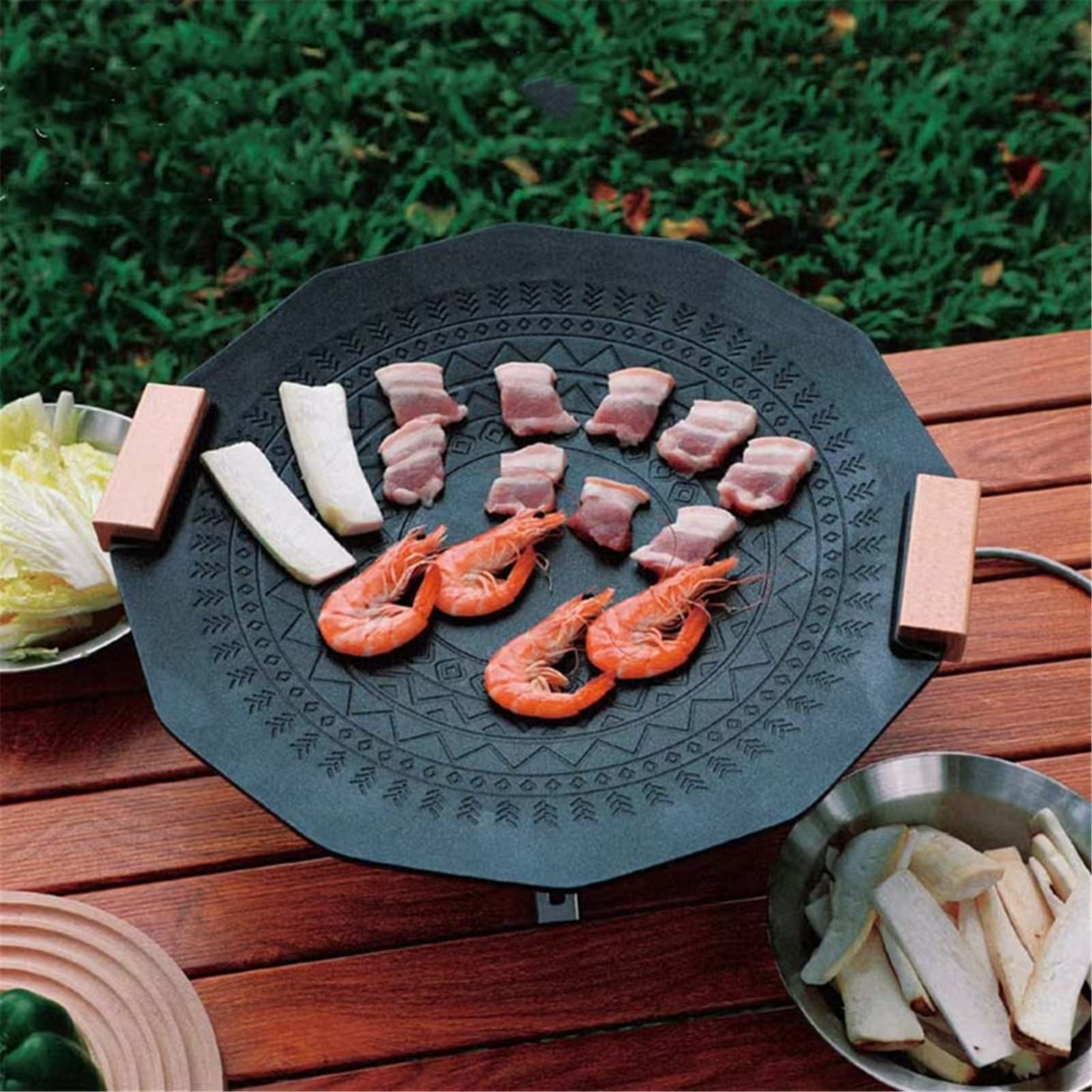 Amazon | 焼肉プレート グリドル パン デュアル ハンドル 鋳鉄