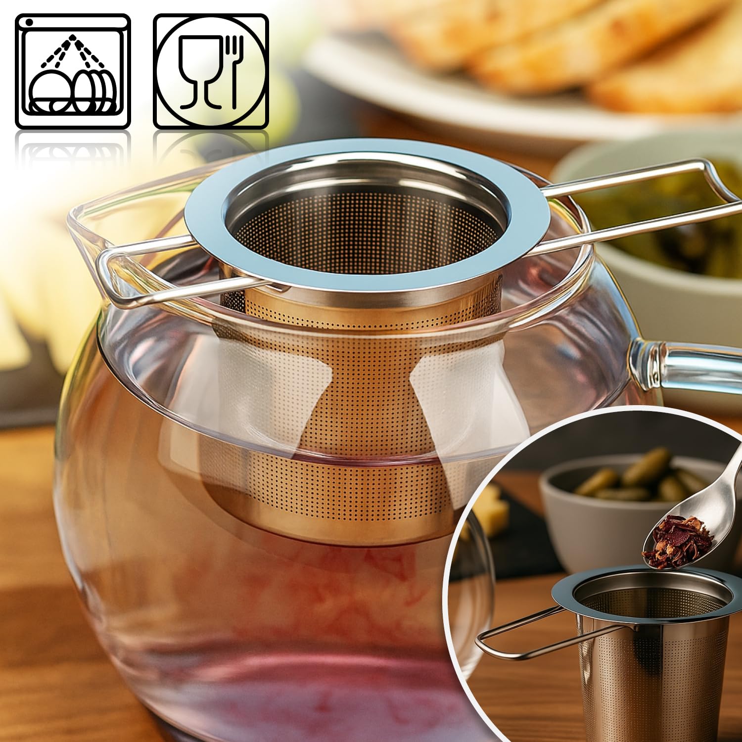 2 Colini Per Spezie E Tè In Acciaio Inox - Filtro A Rete Fine Con Catena E Gancio - Multiuso Cucina