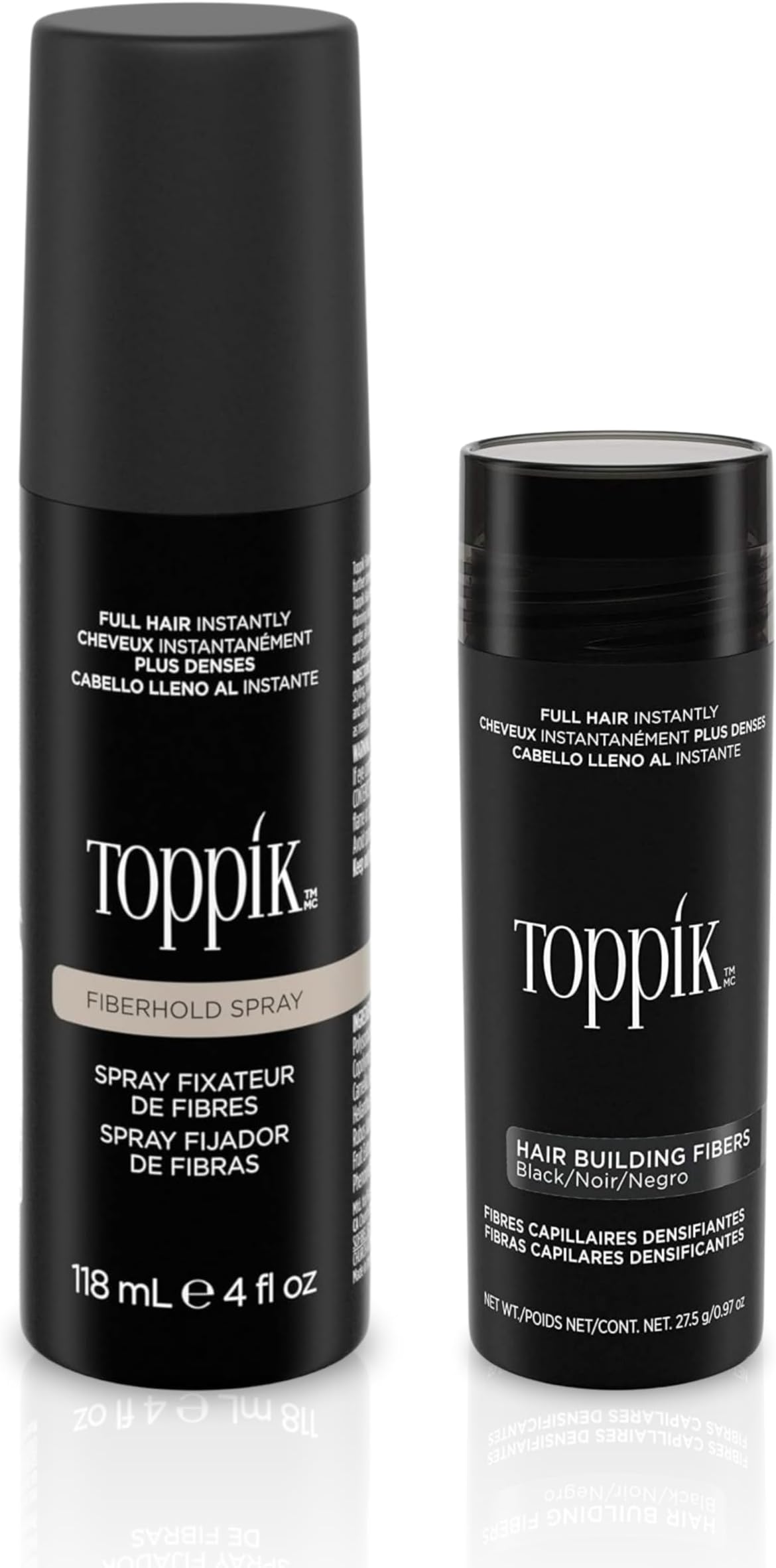 ToppikHair Building Fibers Black 27.5 grams and FiberHold Spray 118ml Value Pack