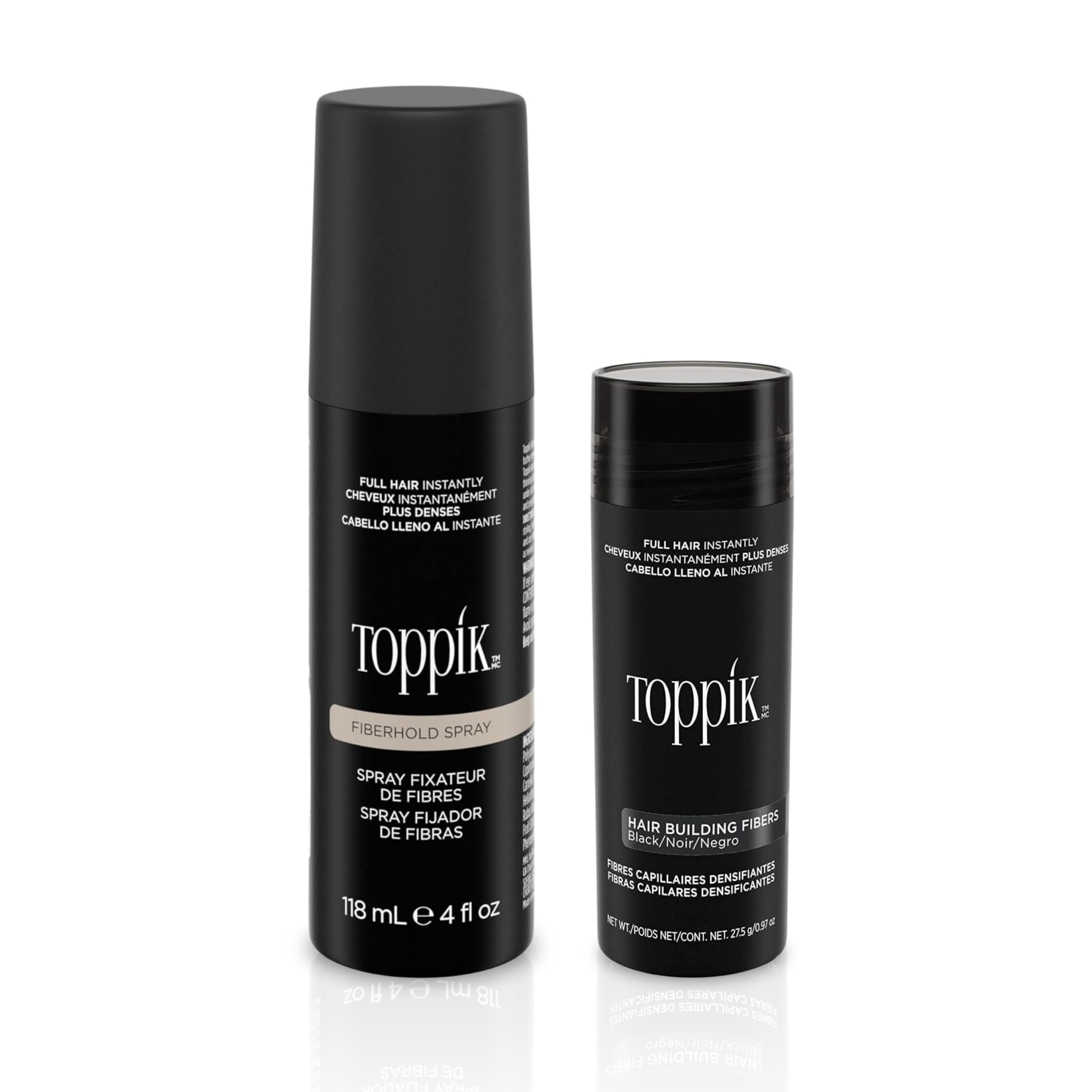 ToppikHair Building Fibers Black 27.5 grams and FiberHold Spray 118ml Value Pack
