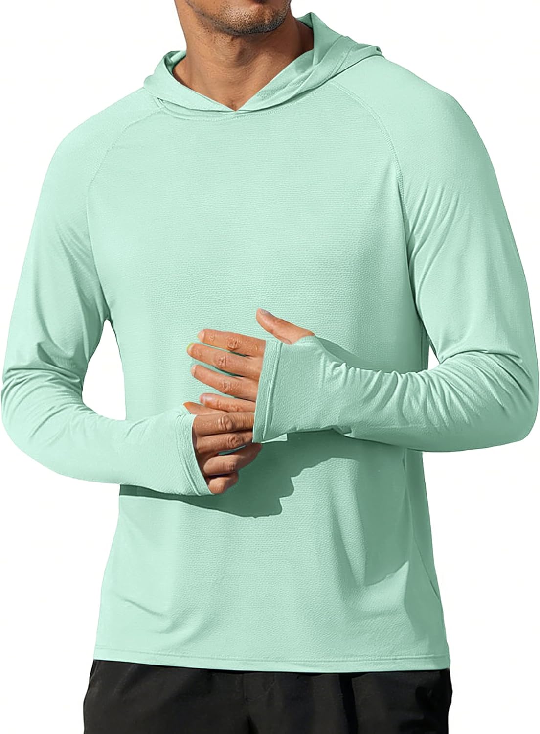 COOFANDY Mens UPF 50+ Hoodie Shirts Long Sleeve Rash Guard Sun Protection Fishing Shirts Lightweight Quick Dry Hoodies