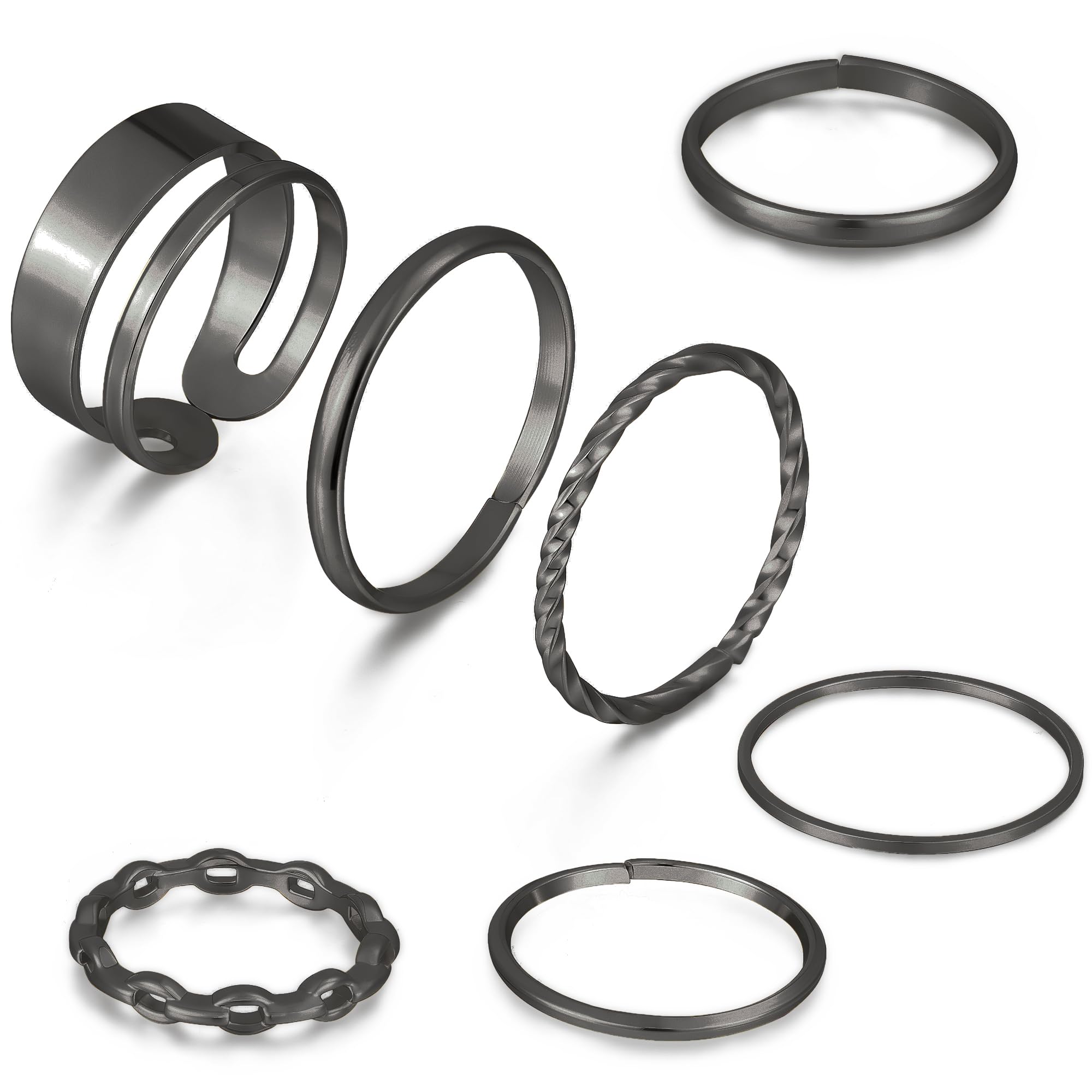 FAXHION Gold Knuckle Rings Set for Women Snake Chain Stacking Ring Vintage BOHO Midi Rings SIze Mixed