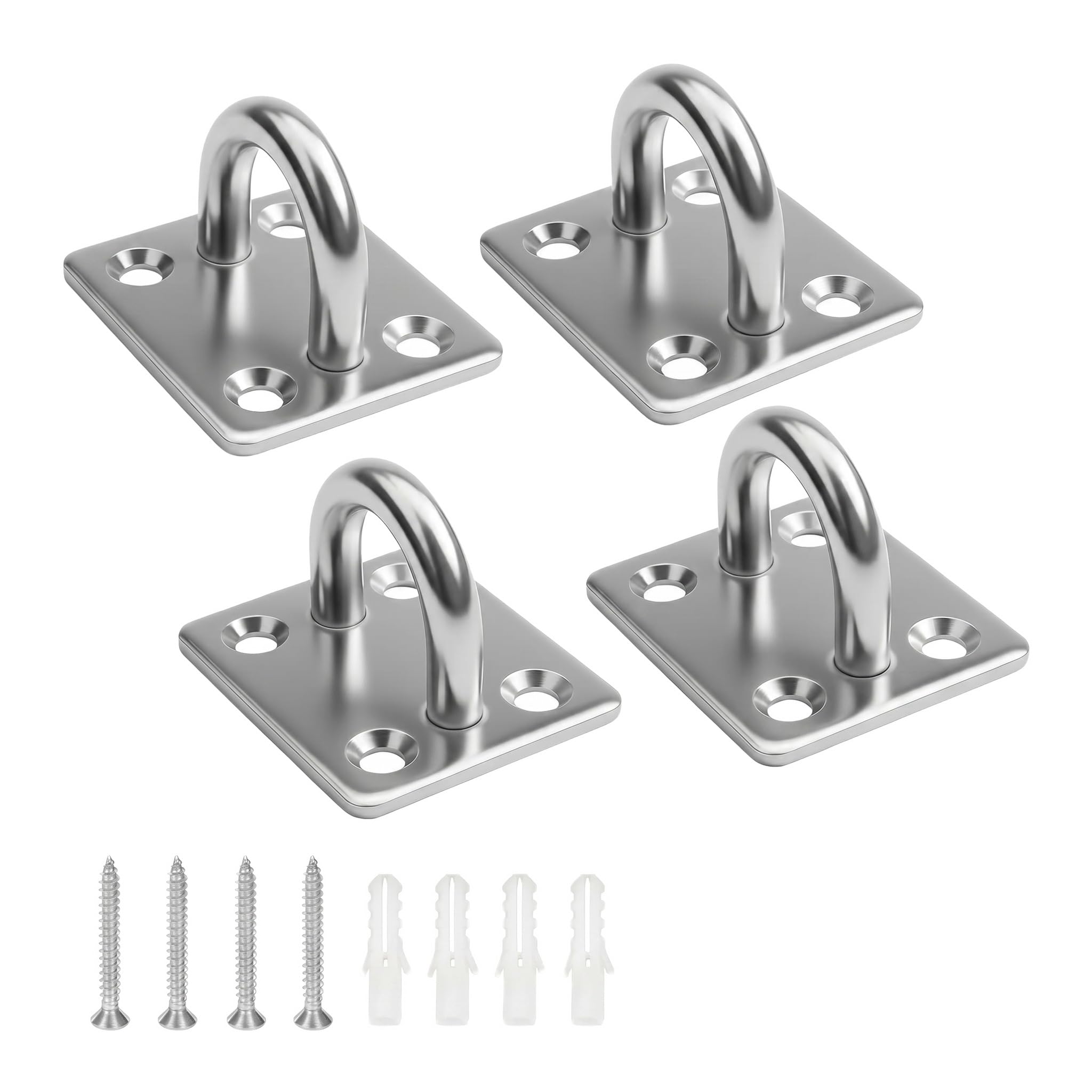 4 Pcs Heavy Duty Pad Eye Plate, M5 Stainless Steel Eye Plate Ring Hook Loop