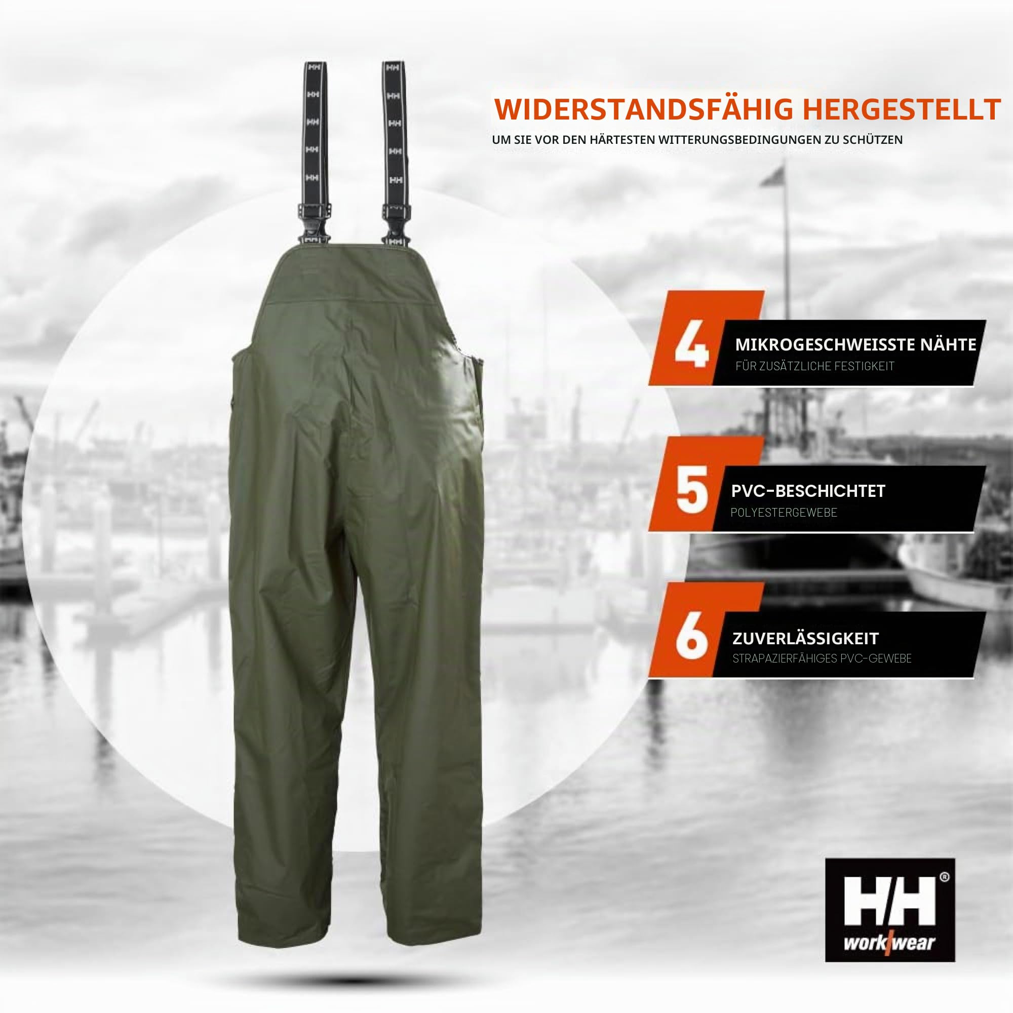 Helly-Hansen Herren Arbeitskleidung Mandal Angeln und Regen Trägerhose, 4XL, Grün