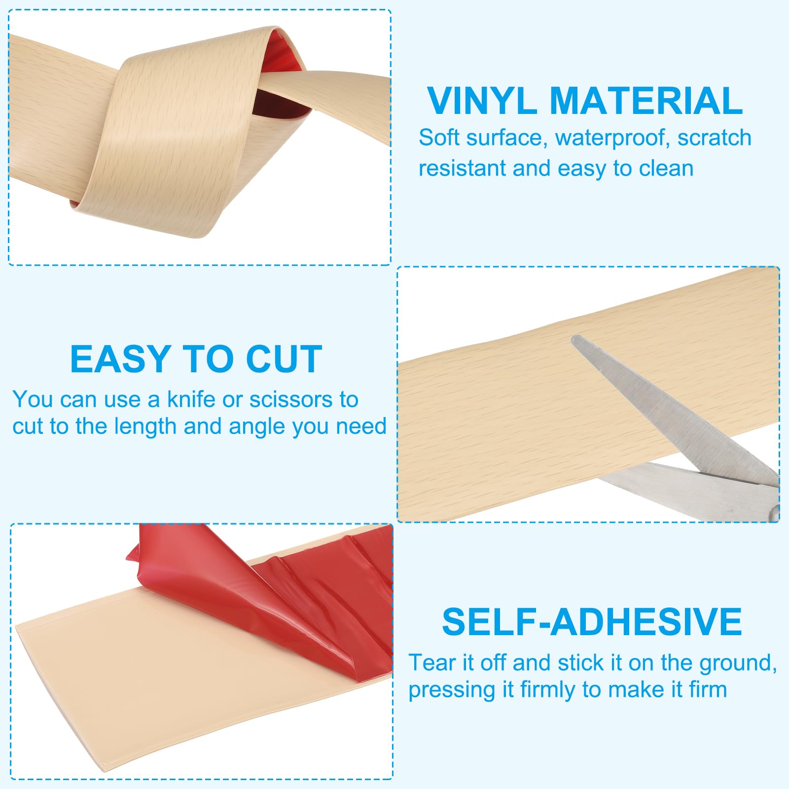 PATIKIL 2m x 5cm Tira de Umbral, PVC Autoadhesiva Tira de Transición de Suelo Divisor Plano de Suelo Vinilo Suave Laminado para Suelo Puerta Borde Espacio Laminado, Madera de Arce